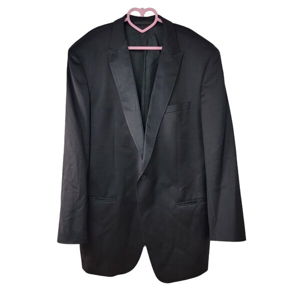 Mens LUXURY HUGO BOSS "HOUSTON/GLORIOUS" WOOL TUXEDO SUIT In BLACK 46R EX-CON - Picture 1 of 12